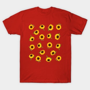 Sunflower Pack Pattern on Pink T-Shirt